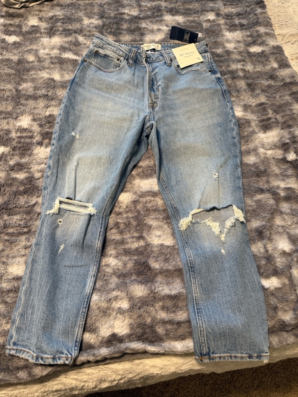 Abercrombie & Fitch Womens Curve Love Skinny High-Rise Jeans - Classic Wash